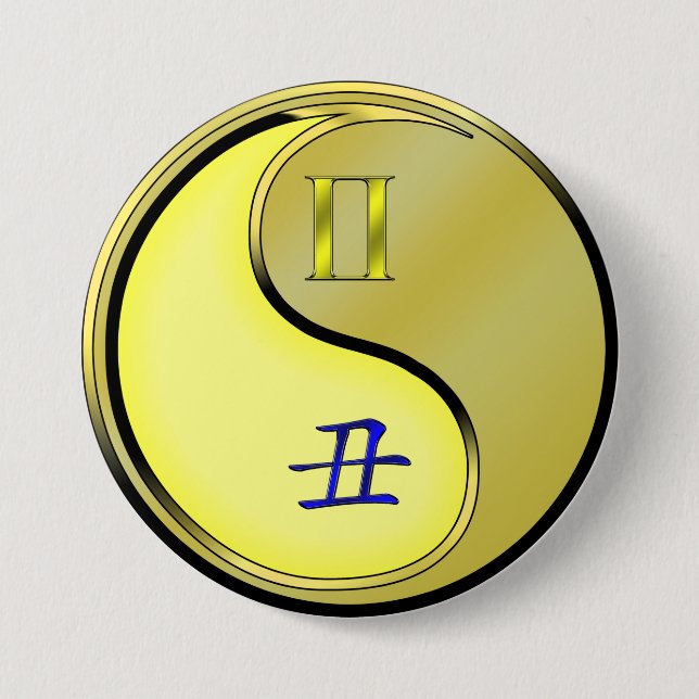 Gemini & Metal Ox 3 Inch Round Button (Front)