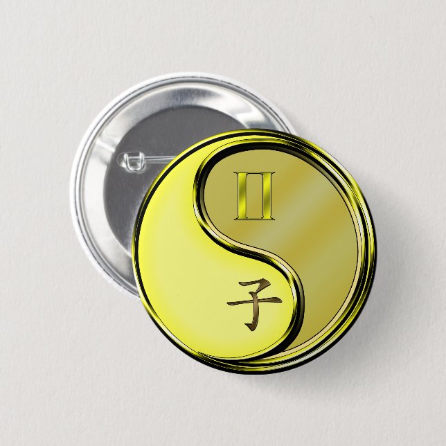 Gemini & Metal Rat 2 Inch Round Button (Front & Back)