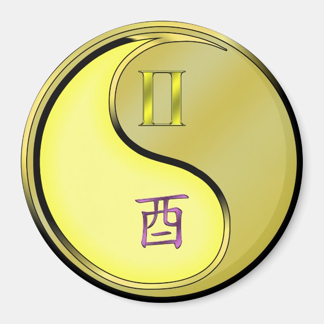 Gemini & Metal Rooster Magnet (Front)