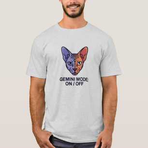 Gemini Mode Dual Cat Zodiac Graphic Art T-Shirt
