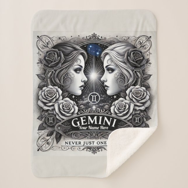 Gemini “Never Just One Thing” Sherpa Blanket (Front)