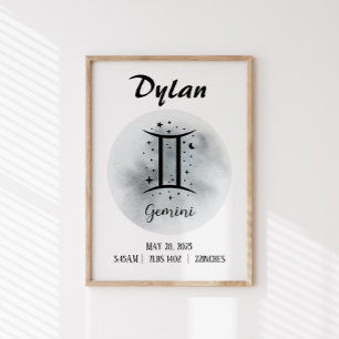 Gemini Personalized Zodiac Custom name Poster