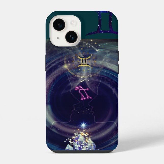 Gemini Phone Case, blue iPhone Case (Back)