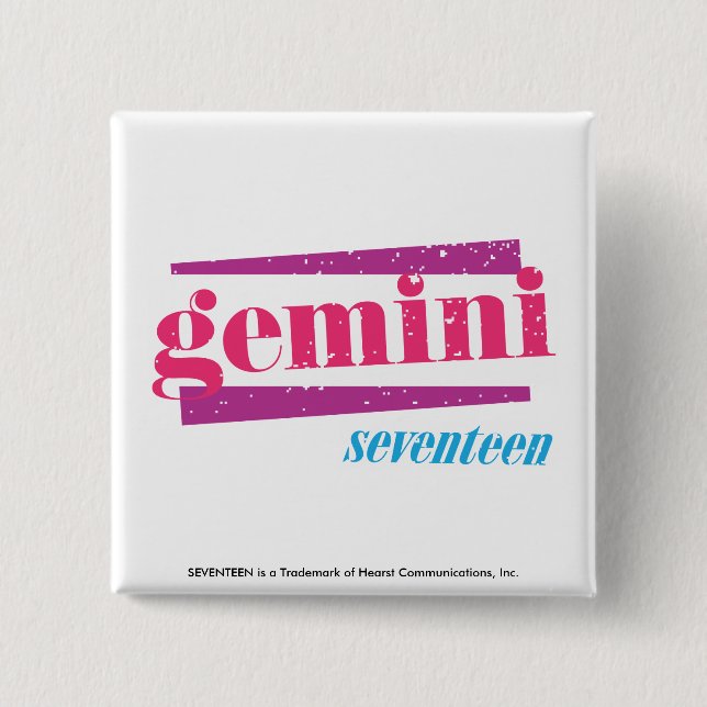 Gemini Pink 2 Inch Square Button (Front)