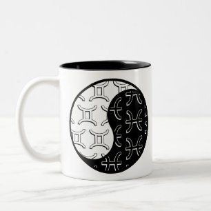 Gemini Pisces yin yang zodiac couple Two-Tone Coffee Mug