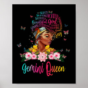 Gemini Queen Black Women Persistent Beautiful Poster