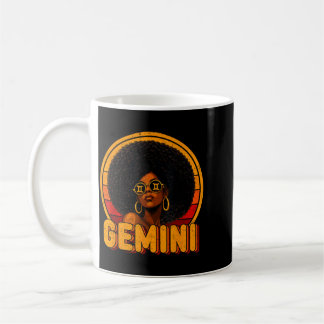 Gemini Queen Retro Vintage Afro Woman Girl Zodiac Coffee Mug