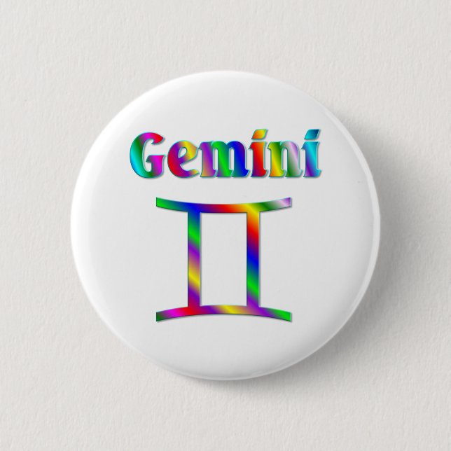 Gemini Rainbow 2 Inch Round Button (Front)