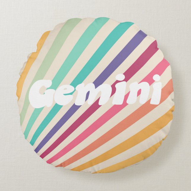 Gemini Rainbow  Round Pillow (Front)