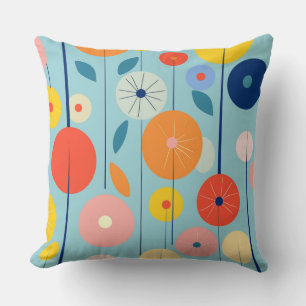 Gemini said Retro Atomic Garden Circle Pillow