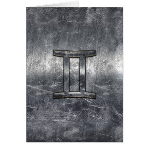 Gemini Sign en Distressed Siver Steel
