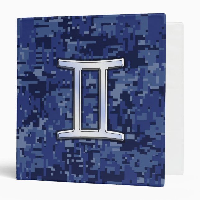 Gemini Sign on Navy Blue Digital Camouflage Binder (Front/Inside)