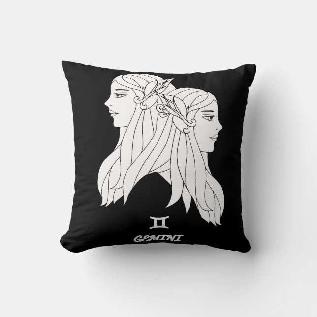 Gemini Silhouette Reversible Throw Pillow (Front)