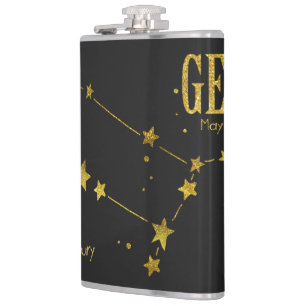 Gemini Star Sign Hip Flask