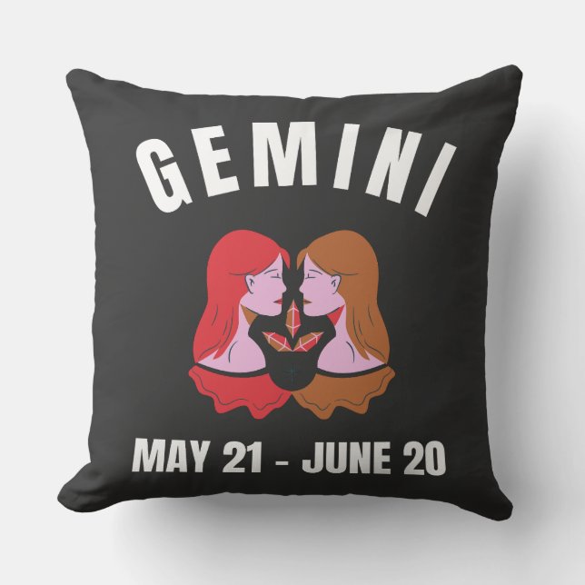 Gemini star sign throw pillow (Front)