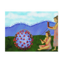 Gemini sun sign combats the virus postcard