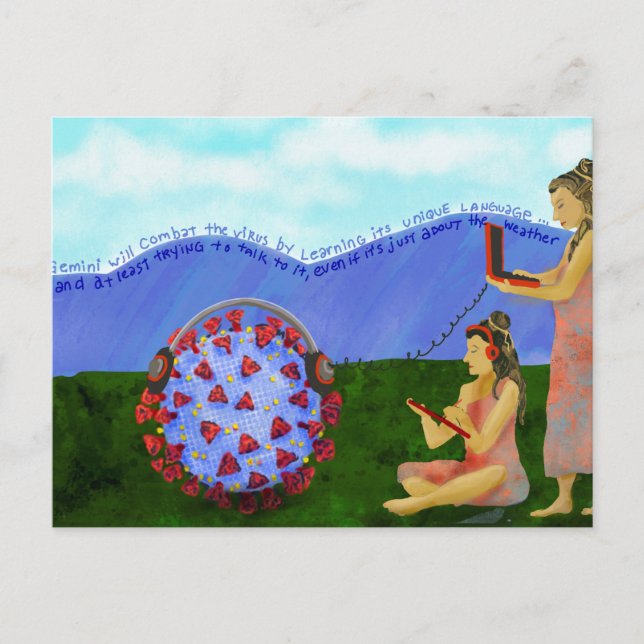 Gemini sun sign combats the virus postcard (Front)