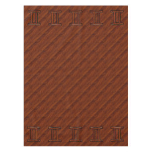 Gemini Symbol on Brown Mahogany like print Tablecloth
