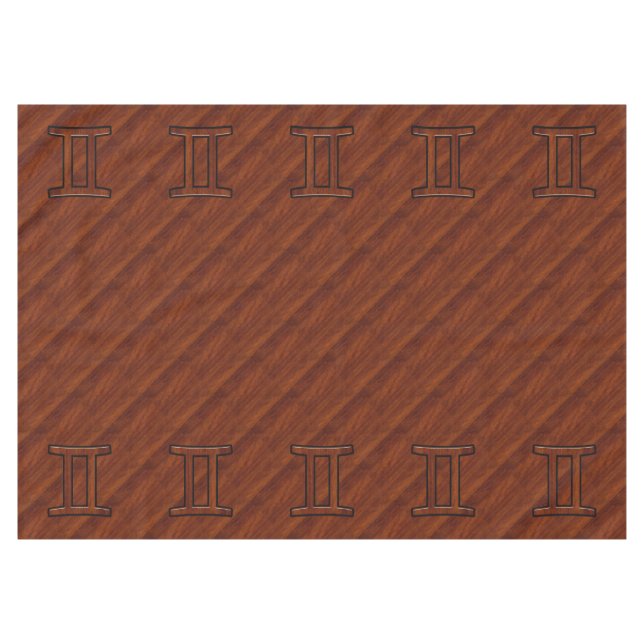 Gemini Symbol on Brown Mahogany like print Tablecloth (Front (Horizontal))