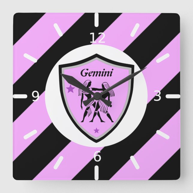 Gemini symbol      square wall clock (Front)