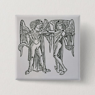 Gemini (the Twins) an illustration from the 'Poeti 2 Inch Square Button