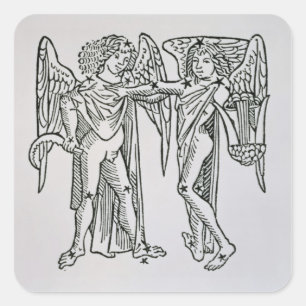 Gemini (the Twins) an illustration from the 'Poeti Square Sticker