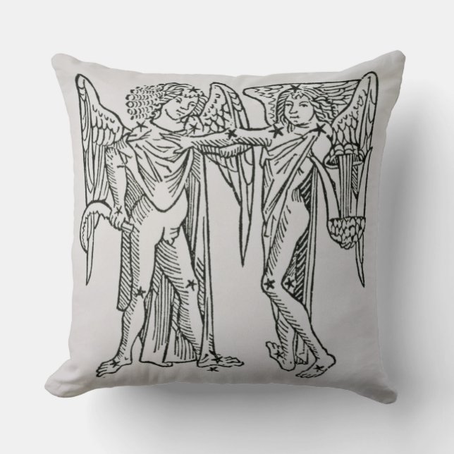 Gemini (the Twins) an illustration from the 'Poeti Throw Pillow (Front)