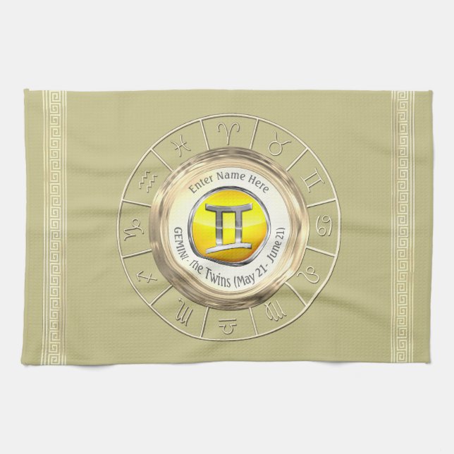 Gemini - The Twins Astrological Sign Kitchen Towel (Horizontal)