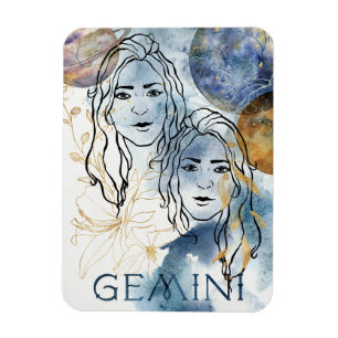 Gemini the twins birthday zodiac astrology blue magnet