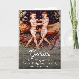 Gemini the Twins Zodiac Sign Birthday Party Card