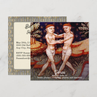 Gemini the Twins Zodiac Sign Birthday Party Invitation