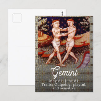 Gemini the Twins Zodiac Sign Birthday Party Postcard