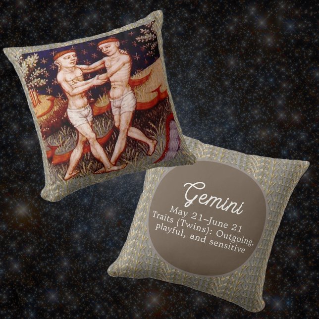 Gemini the Twins Zodiac Sign Birthday Party Throw Pillow (Creator Uploaded)