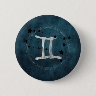 Gemini the Twins zodiac sign constellation stars 2 Inch Round Button