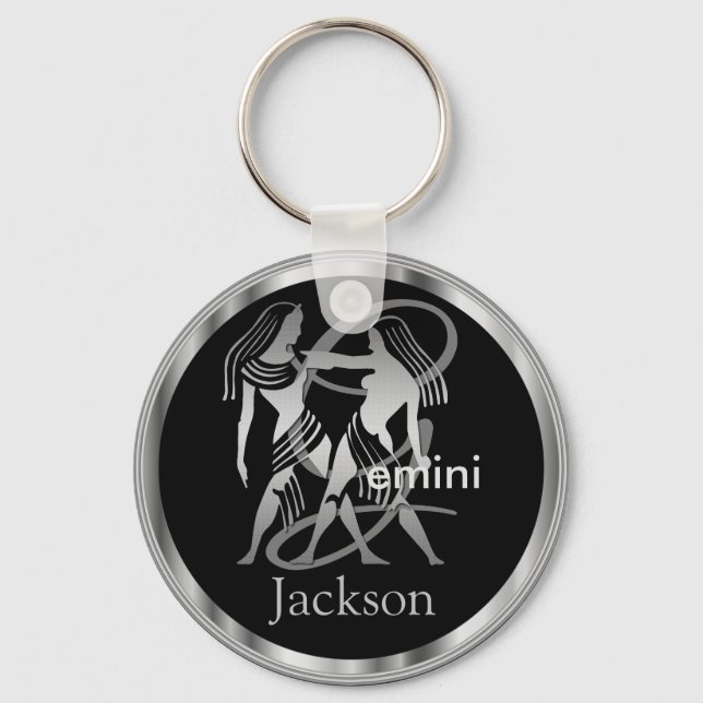 Gemini ♊ the Twins - Zodiac Sign Keychain (Front)