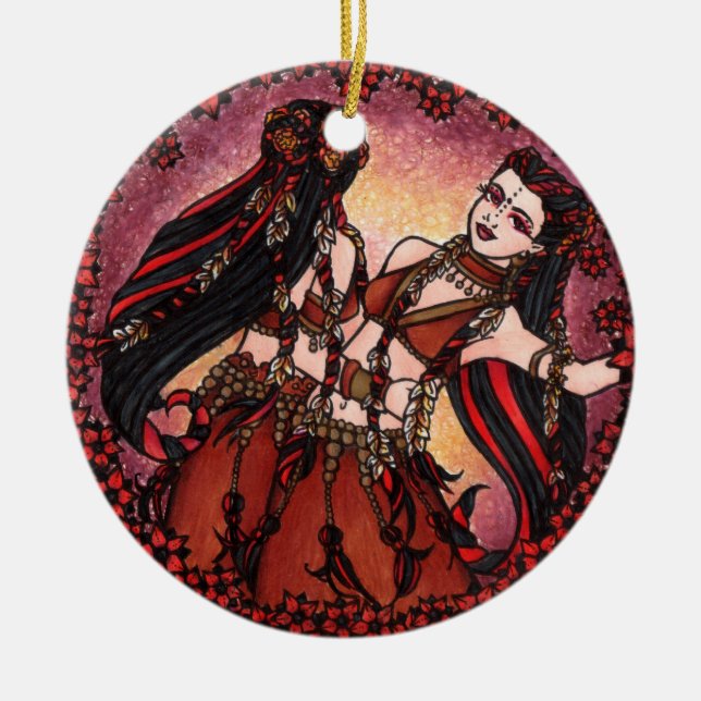 Gemini Tribal Belly Dance Ceramic Ornament (Front)
