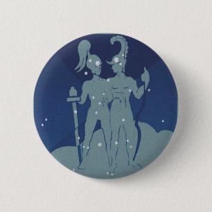 Gemini Twin Constellation Vintage Zodiac Astrology 2 Inch Round Button