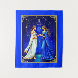 Gemini Twins Beneath a Starry Sky Tapestry