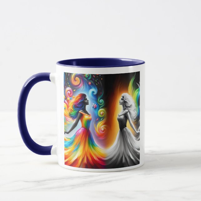 Gemini Twins Colour & Black and White Horoscope Mug (Left)