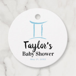 GEMINI Twins Duality Astrology Blue Baby Shower  Favour Tags