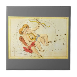 Gemini Twins Vintage Constellation Urania's Mirror Tile