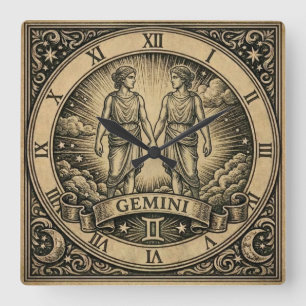 Gemini Vintage Zodiac Wall Clock