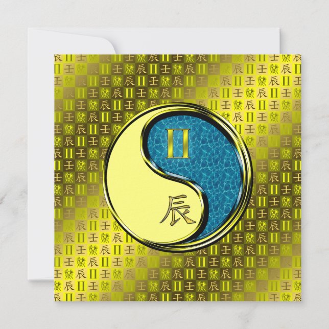 Gemini & Water Dragon Card (Front)