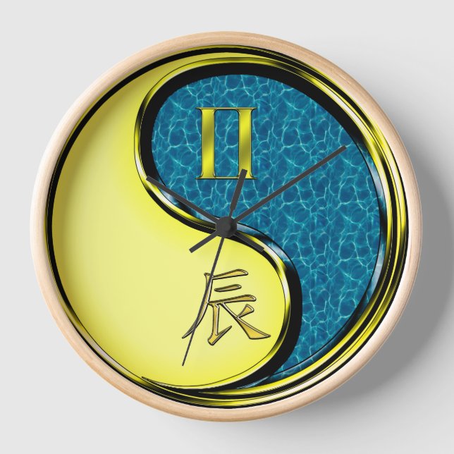 Gemini & Water Dragon Clock (Front)