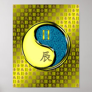 Gemini & Water Dragon Poster