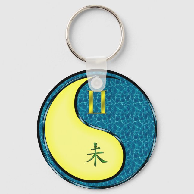 Gemini & Water Goat Keychain (Front)