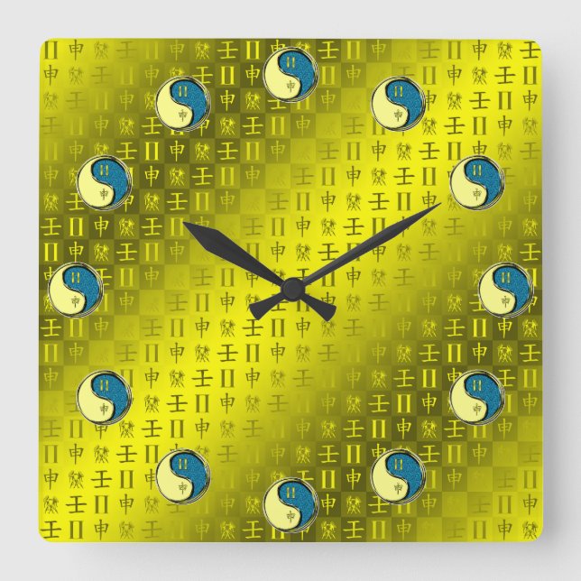 Gemini & Water Monkey Square Wall Clock (Front)