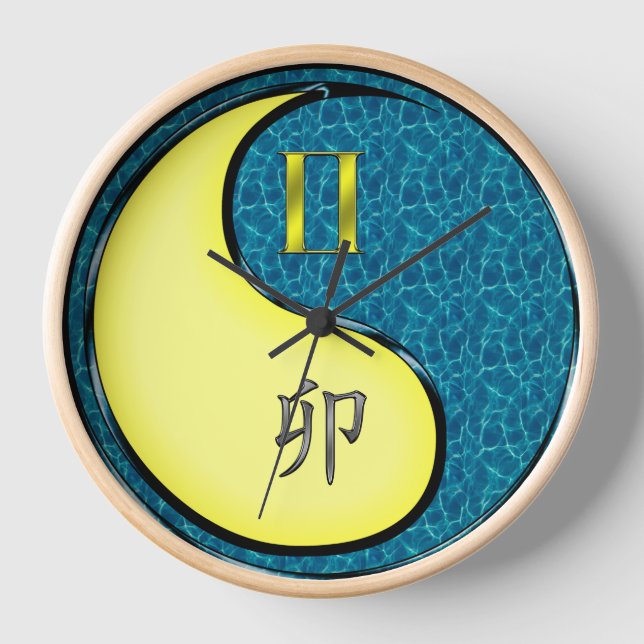 Gemini & Water Rabbit Clock (Front)