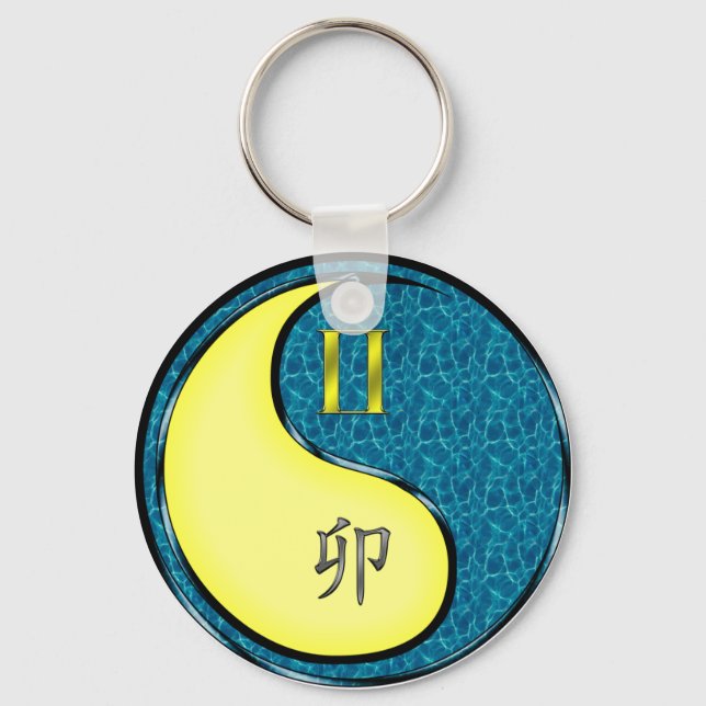 Gemini & Water Rabbit Keychain (Front)