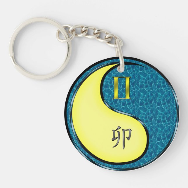 Gemini & Water Rabbit Keychain (Front)